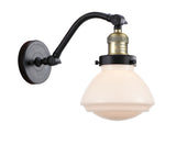 515-1W-BAB-G321 1-Light 6.75" Black Antique Brass Sconce - Matte White Olean Glass - LED Bulb - Dimmensions: 6.75 x 10.375 x 12.25 - Glass Up or Down: Yes