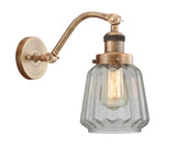 515-1W-BB-G142 1-Light 7" Brushed Brass Sconce - Clear Chatham Glass - LED Bulb - Dimmensions: 7 x 12 x 11.5 - Glass Up or Down: Yes