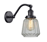515-1W-BK-G142 1-Light 7" Matte Black Sconce - Clear Chatham Glass - LED Bulb - Dimmensions: 7 x 12 x 11.5 - Glass Up or Down: Yes