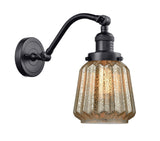 515-1W-BK-G146 1-Light 7" Matte Black Sconce - Mercury Plated Chatham Glass - LED Bulb - Dimmensions: 7 x 12 x 11.5 - Glass Up or Down: Yes