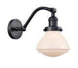 515-1W-BK-G321 1-Light 6.75" Matte Black Sconce - Matte White Olean Glass - LED Bulb - Dimmensions: 6.75 x 10.375 x 12.25 - Glass Up or Down: Yes