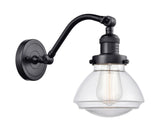 515-1W-BK-G322 1-Light 6.75" Matte Black Sconce - Clear Olean Glass - LED Bulb - Dimmensions: 6.75 x 10.375 x 12.25 - Glass Up or Down: Yes
