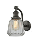 515-1W-OB-G142 1-Light 7" Oil Rubbed Bronze Sconce - Clear Chatham Glass - LED Bulb - Dimmensions: 7 x 12 x 11.5 - Glass Up or Down: Yes