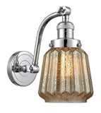 515-1W-PC-G146 1-Light 7" Polished Chrome Sconce - Mercury Plated Chatham Glass - LED Bulb - Dimmensions: 7 x 12 x 11.5 - Glass Up or Down: Yes