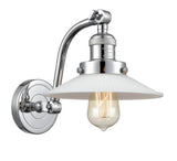 515-1W-PC-G1 1-Light 8.5" Polished Chrome Sconce - White Halophane Glass - LED Bulb - Dimmensions: 8.5 x 13 x 11.5 - Glass Up or Down: Yes