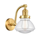 515-1W-SG-G322 1-Light 6.75" Satin Gold Sconce - Clear Olean Glass - LED Bulb - Dimmensions: 6.75 x 10.375 x 12.25 - Glass Up or Down: Yes