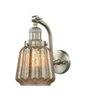 515-1W-SN-G146 1-Light 7" Brushed Satin Nickel Sconce - Mercury Plated Chatham Glass - LED Bulb - Dimmensions: 7 x 12 x 11.5 - Glass Up or Down: Yes