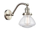 515-1W-SN-G322 1-Light 6.75" Brushed Satin Nickel Sconce - Clear Olean Glass - LED Bulb - Dimmensions: 6.75 x 10.375 x 12.25 - Glass Up or Down: Yes