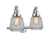 515-2W-PC-G142 2-Light 18" Polished Chrome Bath Vanity Light - Clear Chatham Glass - LED Bulb - Dimmensions: 18 x 10 x 12 - Glass Up or Down: Yes