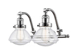 515-2W-PC-G324 2-Light 18.75" Polished Chrome Bath Vanity Light - Seedy Olean Glass - LED Bulb - Dimmensions: 18.75 x 10.375 x 12.75 - Glass Up or Down: Yes