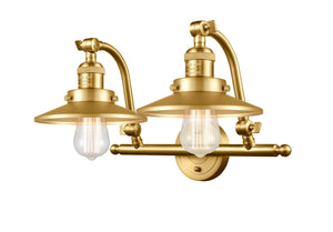 2-Light 18" Satin Gold Bath Vanity Light - Satin Gold Railroad - LED B LED