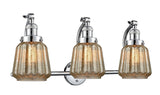 515-3W-PC-G146 3-Light 28" Polished Chrome Bath Vanity Light - Mercury Plated Chatham Glass - LED Bulb - Dimmensions: 28 x 10 x 12 - Glass Up or Down: Yes