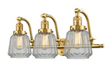 3-Light 28" Brushed Satin Nickel Bath Vanity Light - Clear Chatham Glass LED