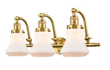 515-3W-SG-G191 3-Light 28" Satin Gold Bath Vanity Light - Matte White Bellmont Glass - LED Bulb - Dimmensions: 28 x 10 x 12 - Glass Up or Down: Yes