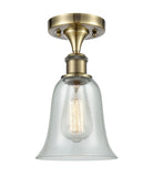 1-Light 6.25" Antique Brass Semi-Flush Mount - Fishnet Hanover Glass LED