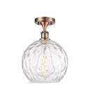 516-1C-AC-G1215-10 1-Light 10" Antique Copper Semi-Flush Mount - Clear Athens Water Glass 10" Glass - LED Bulb - Dimmensions: 10 x 10 x 15 - Sloped Ceiling Compatible: No