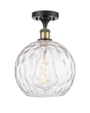 516-1C-BAB-G1215-10 1-Light 10" Black Antique Brass Semi-Flush Mount - Clear Athens Water Glass 10" Glass - LED Bulb - Dimmensions: 10 x 10 x 15 - Sloped Ceiling Compatible: No