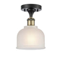 516-1C-BAB-G411 1-Light 5.5" Black Antique Brass Semi-Flush Mount - White Dayton Glass - LED Bulb - Dimmensions: 5.5 x 5.5 x 10.5 - Sloped Ceiling Compatible: No
