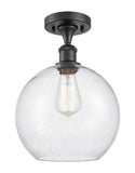 516-1C-BK-G124-10 1-Light 10" Matte Black Semi-Flush Mount - Seedy Large Athens Glass - LED Bulb - Dimmensions: 10 x 10 x 15 - Sloped Ceiling Compatible: No