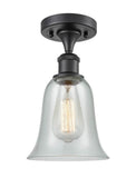 516-1C-BK-G2812 1-Light 6.25" Matte Black Semi-Flush Mount - Fishnet Hanover Glass - LED Bulb - Dimmensions: 6.25 x 6.25 x 13 - Sloped Ceiling Compatible: No