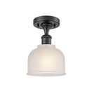 516-1C-BK-G411 1-Light 5.5" Matte Black Semi-Flush Mount - White Dayton Glass - LED Bulb - Dimmensions: 5.5 x 5.5 x 10.5 - Sloped Ceiling Compatible: No