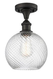 516-1C-OB-G1214-8 1-Light 8" Oil Rubbed Bronze Semi-Flush Mount - Clear Athens Twisted Swirl 8" Glass - LED Bulb - Dimmensions: 8 x 8 x 13 - Sloped Ceiling Compatible: No