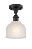 516-1C-OB-G411 1-Light 5.5" Oil Rubbed Bronze Semi-Flush Mount - White Dayton Glass - LED Bulb - Dimmensions: 5.5 x 5.5 x 10.5 - Sloped Ceiling Compatible: No