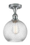 516-1C-PC-G1214-8 1-Light 8" Polished Chrome Semi-Flush Mount - Clear Athens Twisted Swirl 8" Glass - LED Bulb - Dimmensions: 8 x 8 x 13 - Sloped Ceiling Compatible: No