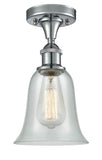 516-1C-PC-G2812 1-Light 6.25" Polished Chrome Semi-Flush Mount - Fishnet Hanover Glass - LED Bulb - Dimmensions: 6.25 x 6.25 x 13 - Sloped Ceiling Compatible: No