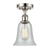 516-1C-PN-G2812 1-Light 6.25" Polished Nickel Semi-Flush Mount - Fishnet Hanover Glass - LED Bulb - Dimmensions: 6.25 x 6.25 x 13 - Sloped Ceiling Compatible: No