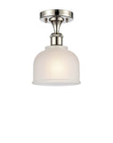 516-1C-PN-G411 1-Light 5.5" Polished Nickel Semi-Flush Mount - White Dayton Glass - LED Bulb - Dimmensions: 5.5 x 5.5 x 10.5 - Sloped Ceiling Compatible: No