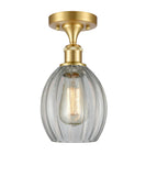 516-1C-SG-G82 1-Light 6" Satin Gold Semi-Flush Mount - Clear Eaton Glass - LED Bulb - Dimmensions: 6 x 6 x 13 - Sloped Ceiling Compatible: No