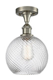516-1C-SN-G1214-8 1-Light 8" Brushed Satin Nickel Semi-Flush Mount - Clear Athens Twisted Swirl 8" Glass - LED Bulb - Dimmensions: 8 x 8 x 13 - Sloped Ceiling Compatible: No