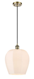Cord Hung 11.75" Norfolk Pendant - Globe-Orb Matte White Glass - Choice of Finish And Incandesent Or LED Bulbs