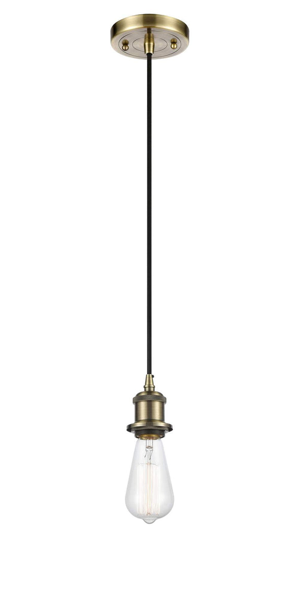 Innovations Lighting 516-1P-AB Antique Brass Bare Bulb 1-Light Mini Pendant - Choice Of 60 Watt Incandescent  or 3.5 Watt (60w equi.) Vintage Dimmable Bulb Included