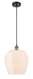 516-1P-BAB-G461-12 Cord Hung 11.75" Black Antique Brass Mini Pendant - Matte White Norfolk Glass - LED Bulb - Dimmensions: 11.75 x 11.75 x 16.125<br>Minimum Height : 19.125<br>Maximum Height : 136.125 - Sloped Ceiling Compatible: Yes