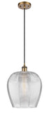 516-1P-BB-G461-12 Cord Hung 11.75" Brushed Brass Mini Pendant - Matte White Norfolk Glass - LED Bulb - Dimmensions: 11.75 x 11.75 x 16.125<br>Minimum Height : 19.125<br>Maximum Height : 136.125 - Sloped Ceiling Compatible: Yes