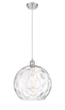 516-1P-SN-G1215-14 1-Light 13.75" Brushed Satin Nickel Pendant - Clear Athens Water Glass 14" Glass - LED Bulb - Dimmensions: 13.75 x 13.75 x 16.875<br>Minimum Height : 19.875<br>Maximum Height : 136.875 - Sloped Ceiling Compatible: Yes