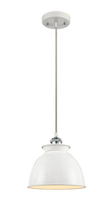 Innovations Lighting 516-1P-WPC-M14-WPC-LED Cord Hung 8.125" White and Polished Chrome Mini Pendant - White Adirondack Metal Shade - Dimmable Vintage LED LED Bulb Included - Width: 8.125" Depth (Front to Back): 8.125" Height: 10 - Maximum  Height With Cor
