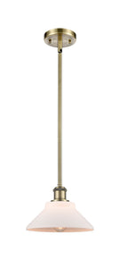 Stem Hung 8.375" Antique Brass Mini Pendant - Matte White Orwell Glass LED