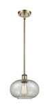 Stem Hung 9.5" Antique Brass Mini Pendant - Mica Gorham Glass LED