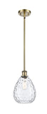 Stem Hung 8" Antique Brass Mini Pendant - Clear Large Waverly Glass LED