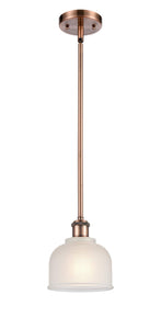 Stem Hung 5.5" Antique Brass Mini Pendant - White Dayton Glass LED