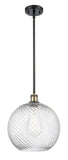 516-1S-BAB-G1214-12 Stem Hung 12" Black Antique Brass Mini Pendant - Clear Athens Twisted Swirl 12" Glass - LED Bulb - Dimmensions: 12 x 12 x 15<br>Minimum Height : 22.75<br>Maximum Height : 44.75 - Sloped Ceiling Compatible: Yes