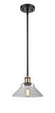 516-1S-BAB-G132 Stem Hung 8.375" Black Antique Brass Mini Pendant - Clear Orwell Glass - LED Bulb - Dimmensions: 8.375 x 8.375 x 8<br>Minimum Height : 15.75<br>Maximum Height : 39.75 - Sloped Ceiling Compatible: Yes