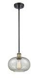 516-1S-BAB-G249 Stem Hung 9.5" Black Antique Brass Mini Pendant - Mica Gorham Glass - LED Bulb - Dimmensions: 9.5 x 9.5 x 11<br>Minimum Height : 18.75<br>Maximum Height : 42.75 - Sloped Ceiling Compatible: Yes