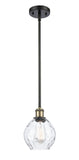 516-1S-BAB-G362 Stem Hung 6" Black Antique Brass Mini Pendant - Clear Small Waverly Glass - LED Bulb - Dimmensions: 6 x 6 x 9<br>Minimum Height : 17.75<br>Maximum Height : 41.75 - Sloped Ceiling Compatible: Yes