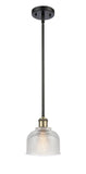 516-1S-BAB-G412 Stem Hung 5.5" Black Antique Brass Mini Pendant - Clear Dayton Glass - LED Bulb - Dimmensions: 5.5 x 5.5 x 8.5<br>Minimum Height : 17.75<br>Maximum Height : 41.75 - Sloped Ceiling Compatible: Yes