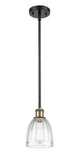 516-1S-BAB-G442 Stem Hung 5.75" Black Antique Brass Mini Pendant - Clear Brookfield Glass - LED Bulb - Dimmensions: 5.75 x 5.75 x 8<br>Minimum Height : 17.75<br>Maximum Height : 41.75 - Sloped Ceiling Compatible: Yes