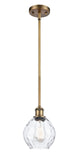 516-1S-BB-G362 Stem Hung 6" Brushed Brass Mini Pendant - Clear Small Waverly Glass - LED Bulb - Dimmensions: 6 x 6 x 9<br>Minimum Height : 17.75<br>Maximum Height : 41.75 - Sloped Ceiling Compatible: Yes